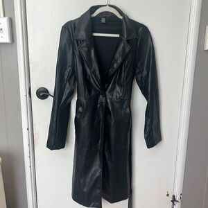 Black leather trench coat